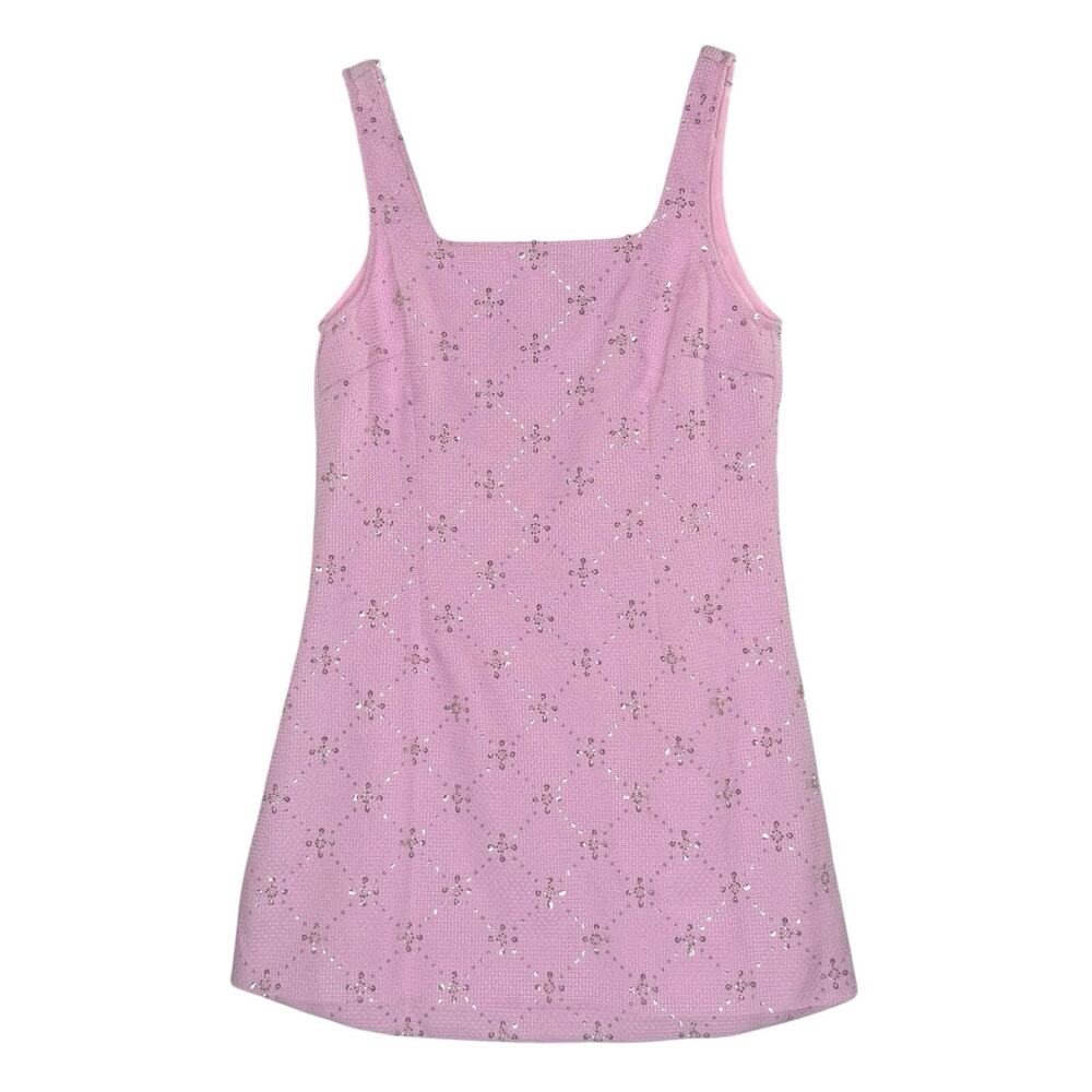 Vici Pearl Rhinestone Textured Mini Dress L NEW Pink Sparkle Stars Party